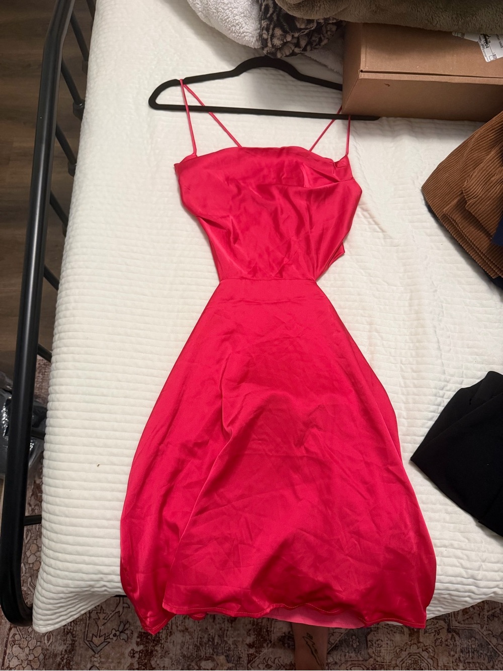 Elegant Hot Pink Spaghetti-Strap Midi Dress